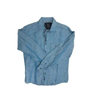 Louis Philippe brand light blue linen shirt featuring a tailored fit Size 40